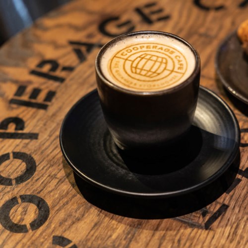 Our signature Cooperage Café design printed on top of a beverage available on the 1st Floor of the Guinness Storehouse.