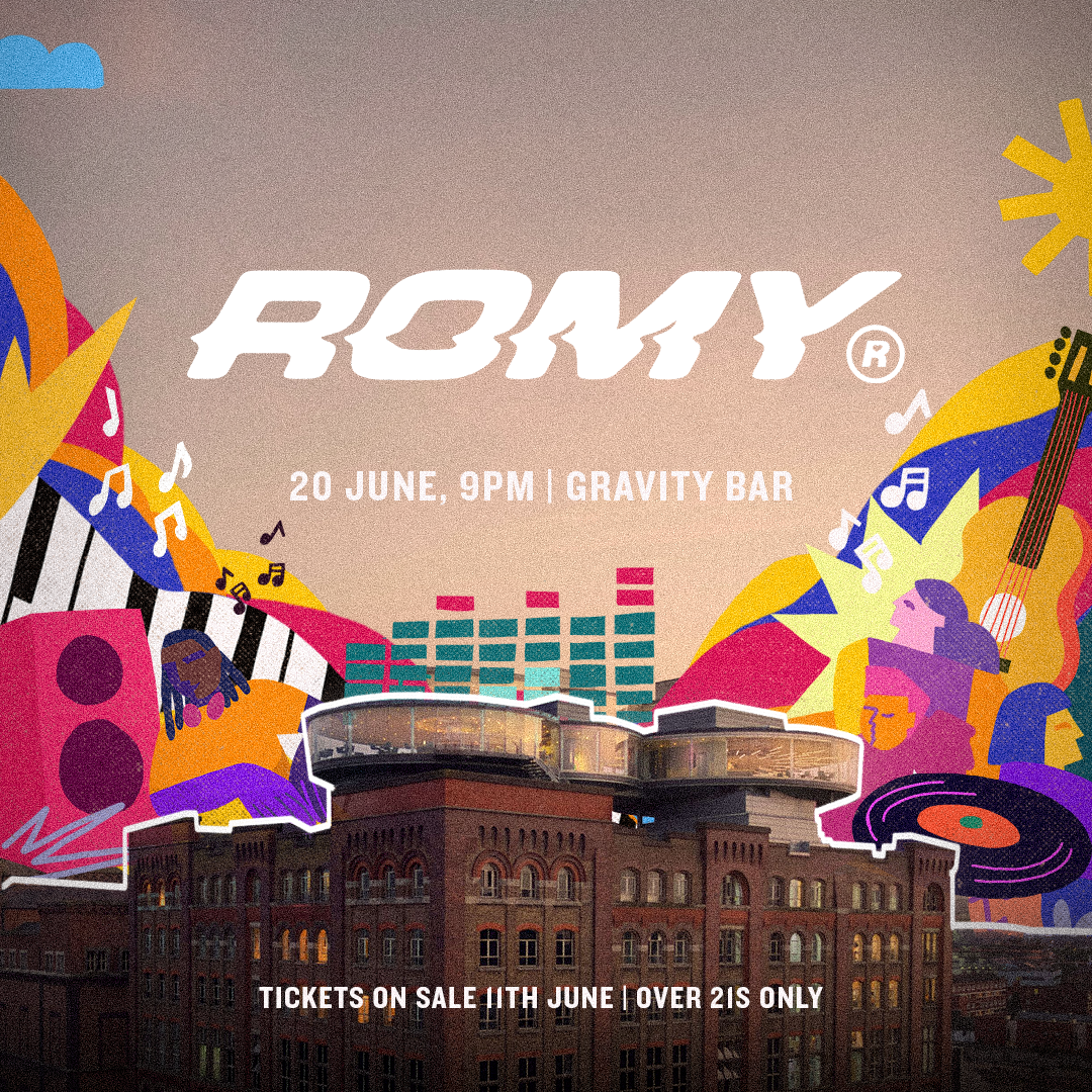 A creative asset showing Romy presents at SETS