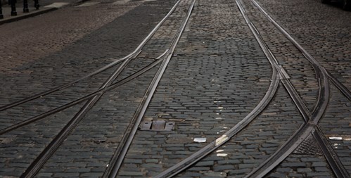 Old train tracks on site at the brewery which were used to transport Guinness internally.