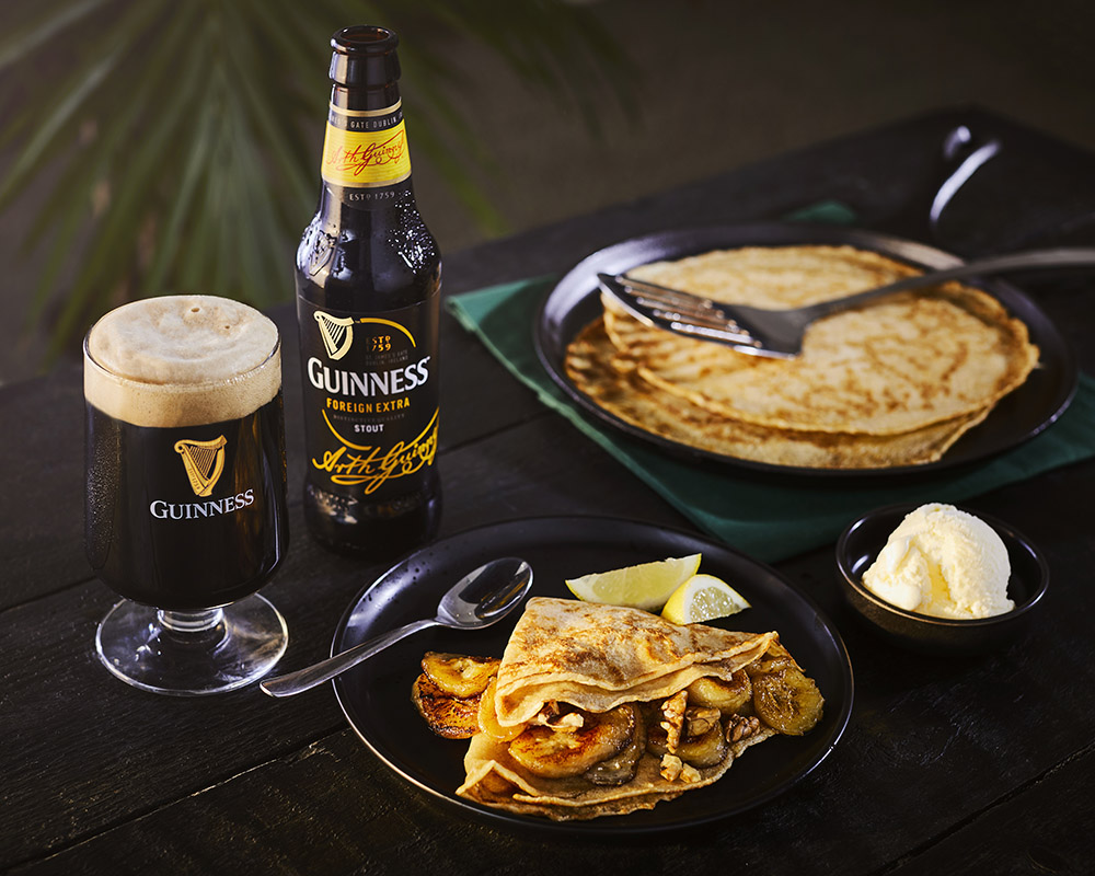 Caramelised cinnamon banana stuffed crepes