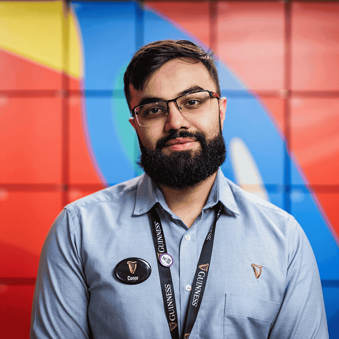 A man who works at the Guinness Storehouse