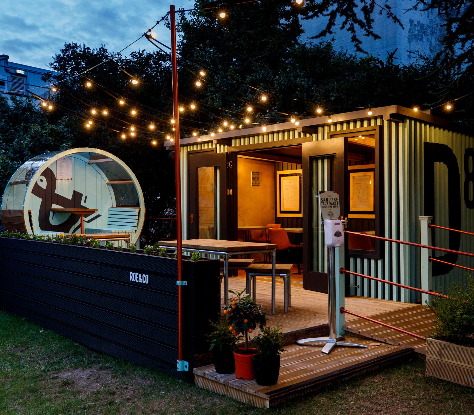 View of Roe & Co Distillery outside area