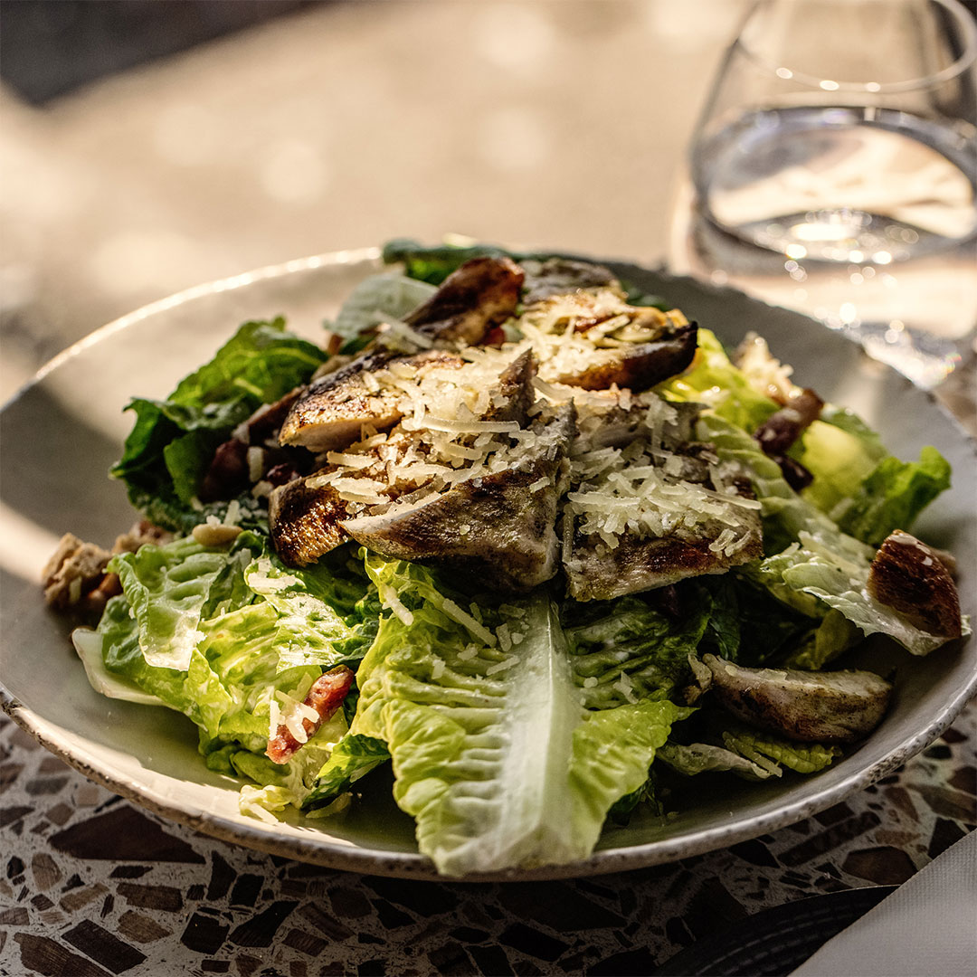 Fresh salad with grilled mushrooms and grated cheese at the Guinness Storehouse