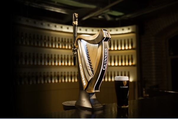 Colour photograph of the Guinness Hero Harp designed by Dolmen.