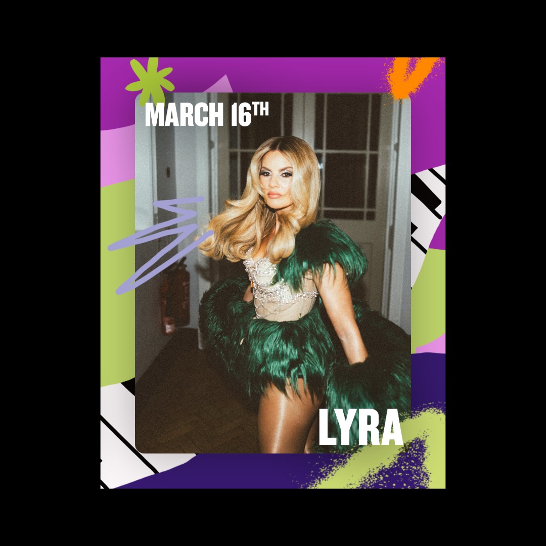 Image creative of Lyra with a colourful illustrative background