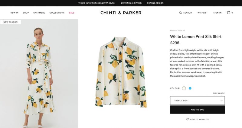 Best Shopify stores Chinti + Parker