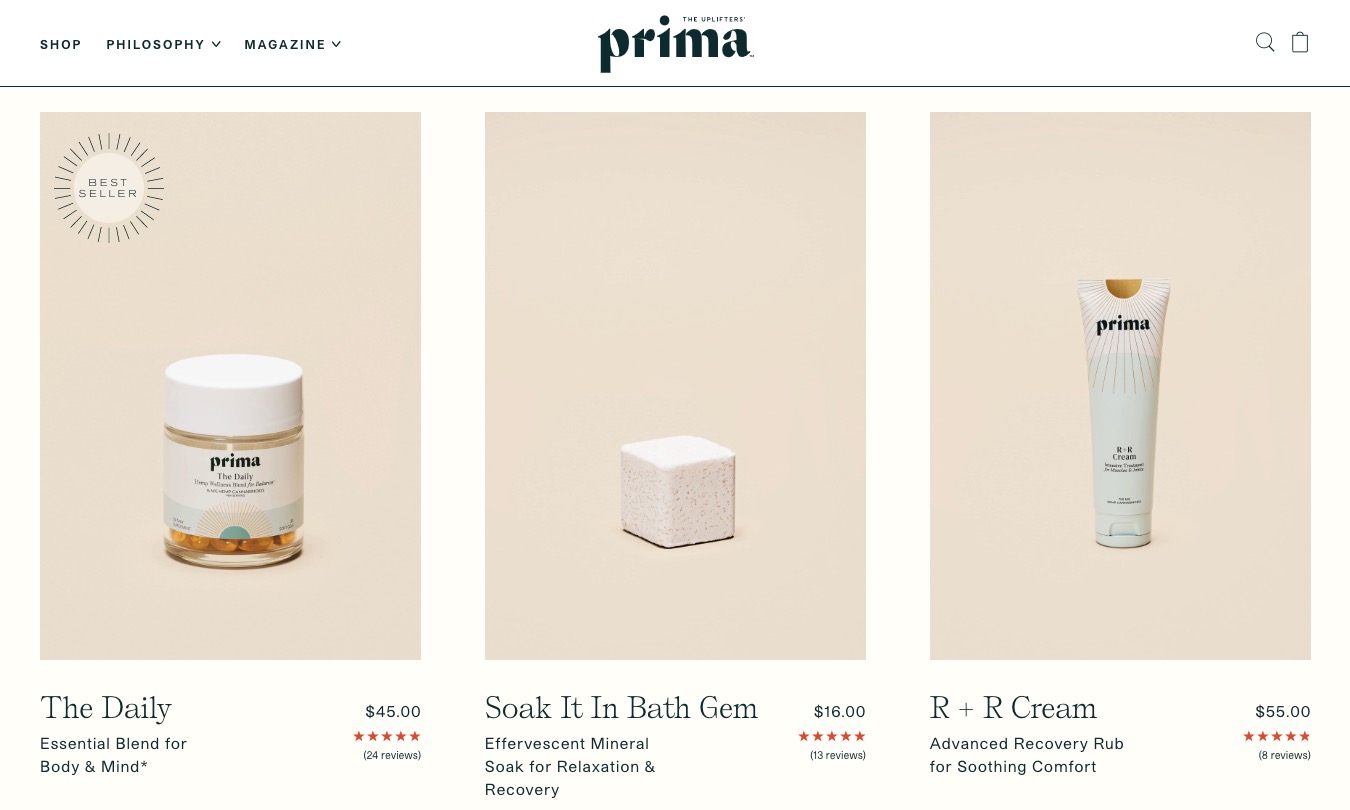 Prima e-commerce design