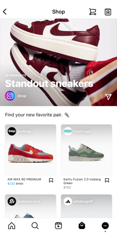 Instagram shop screenshot