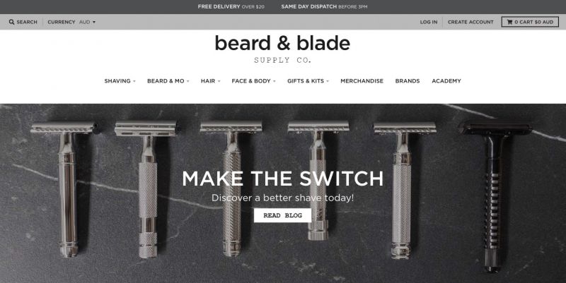 Best Shopify stores Beard and Blade