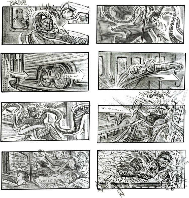 Speed drawing  From the storyboards I work on I usually share, I wanted to  show the drawing process of a typical scene I draw. From a written script I  receive, I