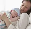 Newborn and mom after cesarean section