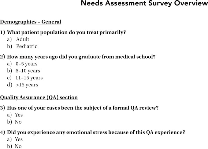 Needs Assessment Survey Overview 1