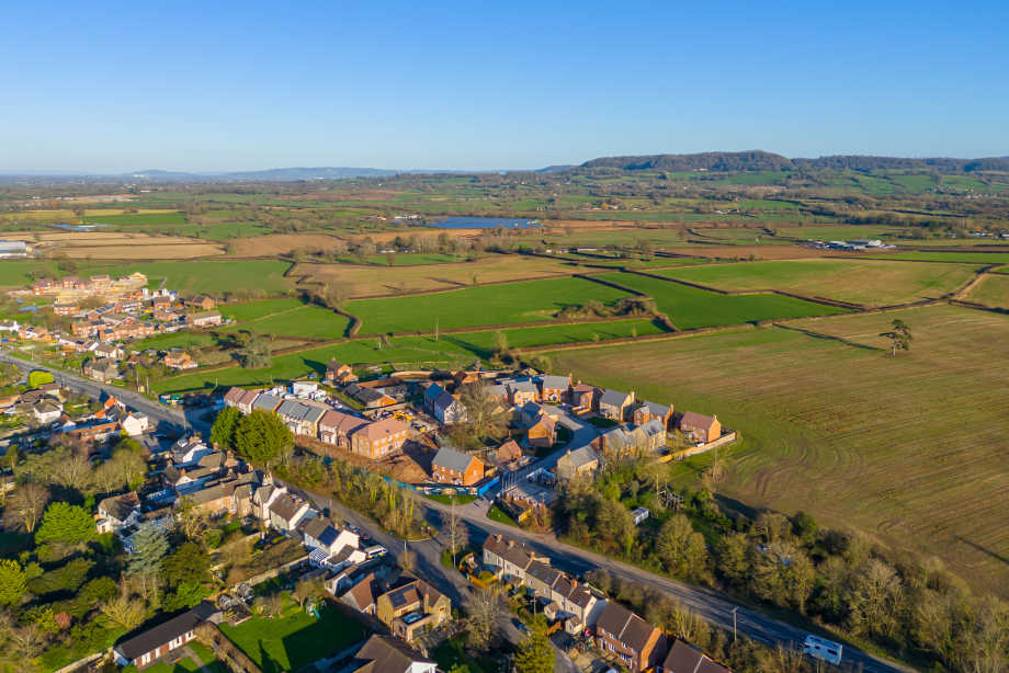 Copper Beech View from the air demonstrating transformation of Gloucestershire brownfield site