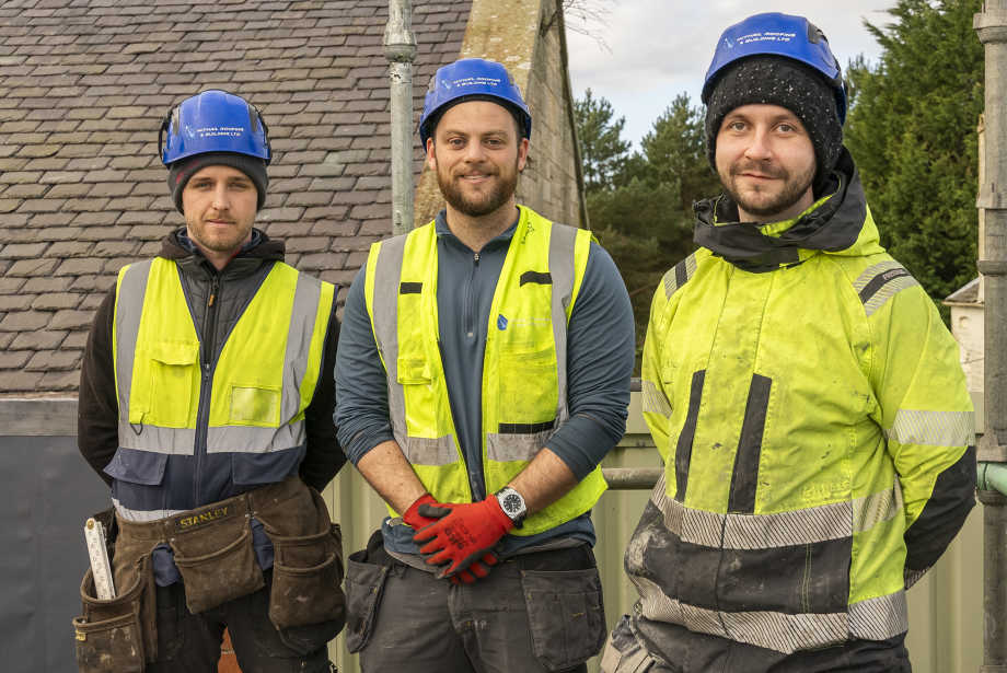Euan Forsyth with some of the Mithril Roofing team