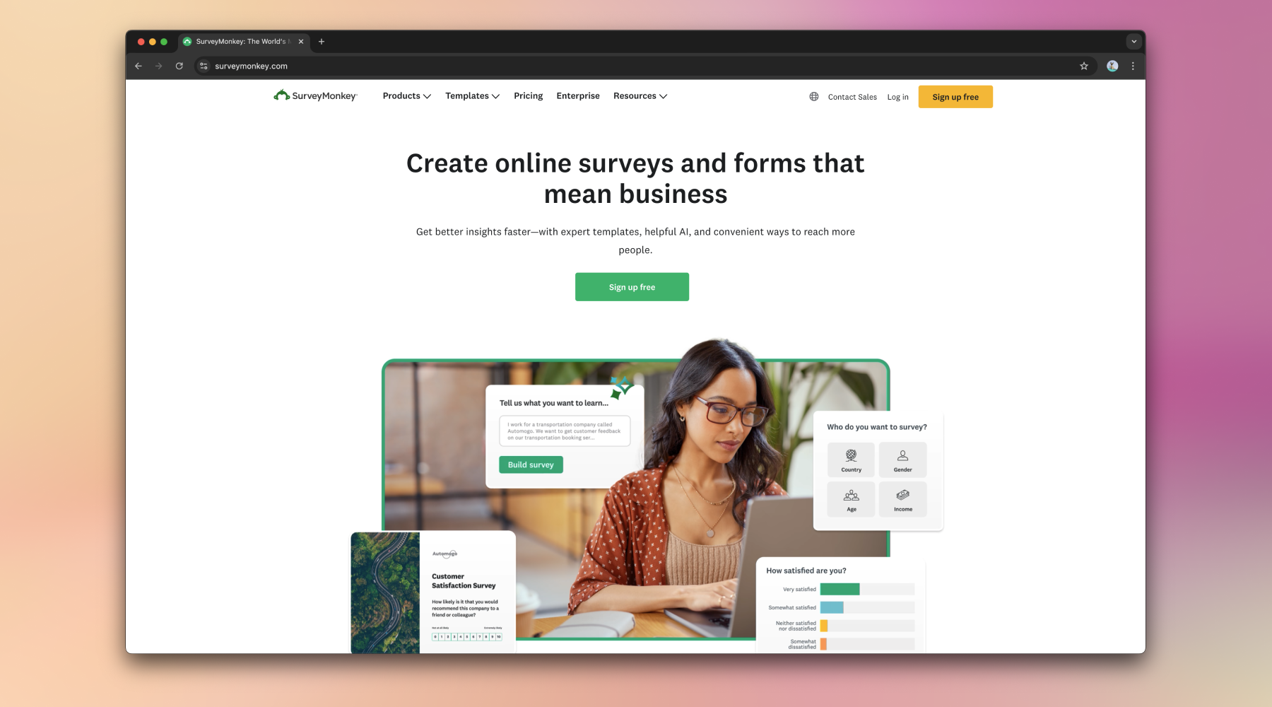 SurveyMonkey's Landing Page | Samelogic