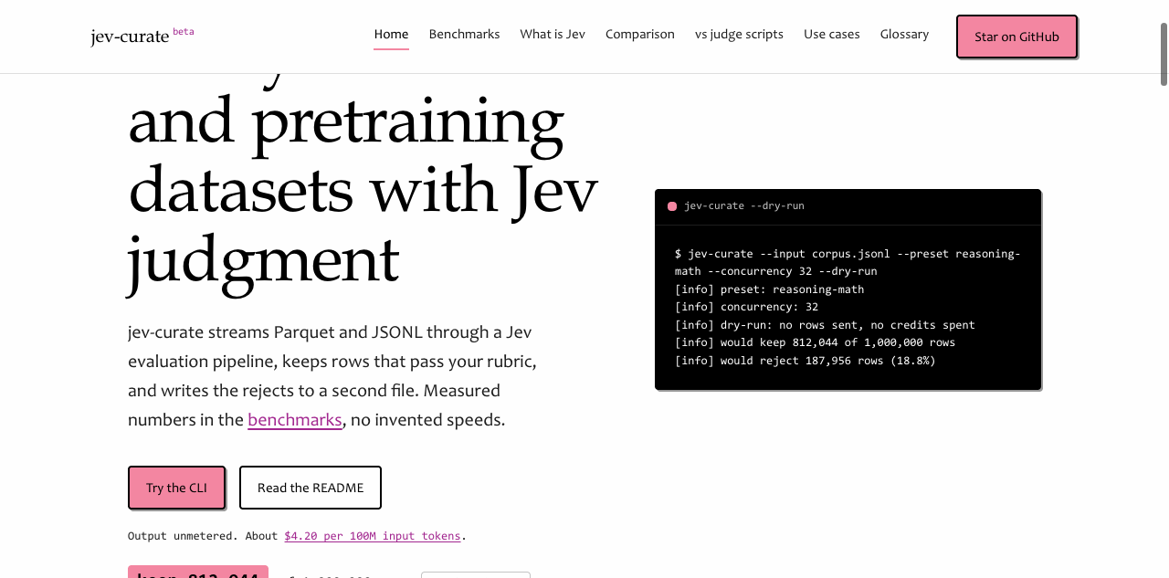 jev-curate interface for high-throughput dataset filtering