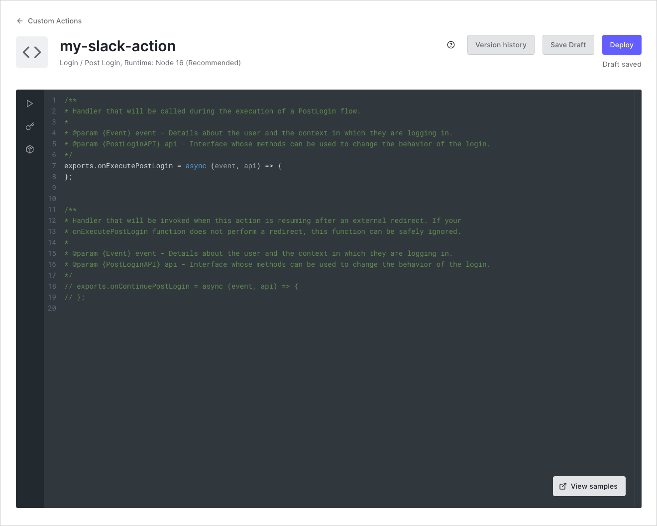 Actions Code Editor