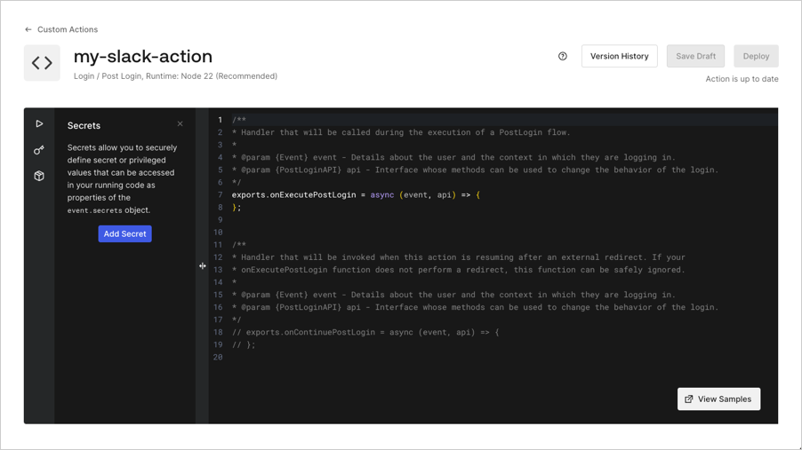 Actions Code Editor