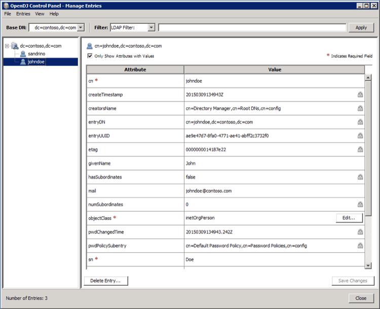 AD/LDAP Connector OpenDJ Example diagram