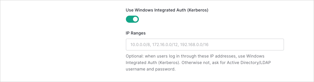 Dashboard - Connections - Enterprise - AD/LDAP - Kerberos Settings