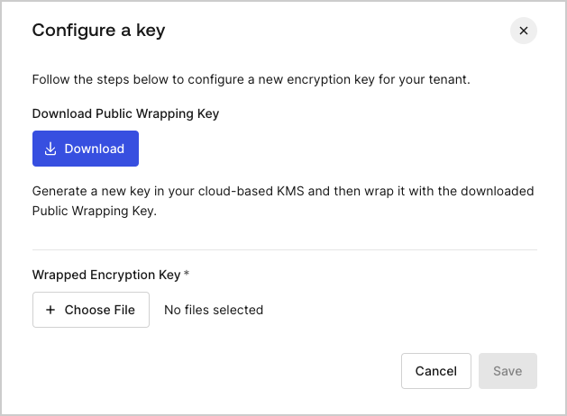 Dashboard > Settings > Encryption Keys > Upload