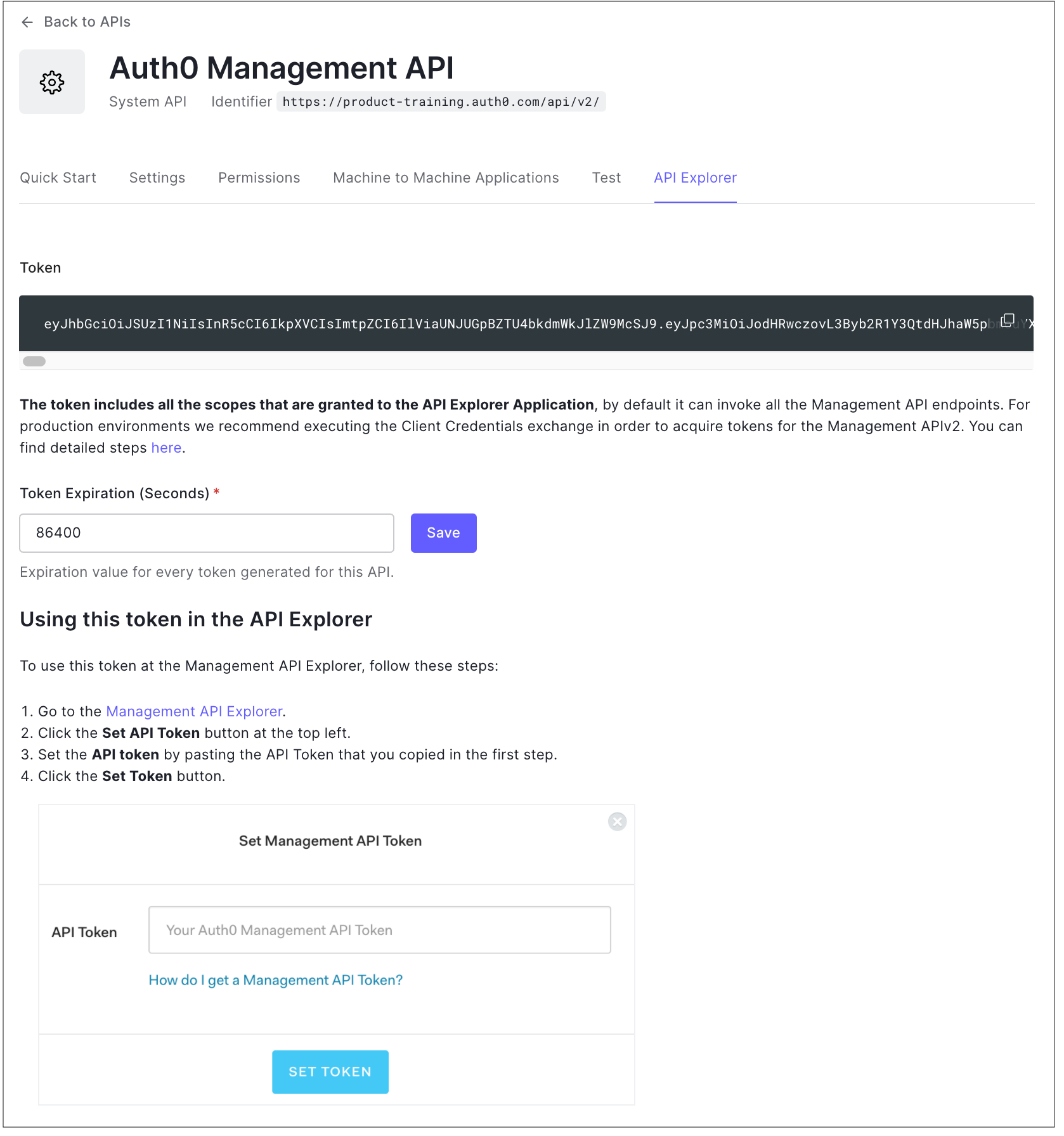 Dashboard Applications APIs Management API Explorer