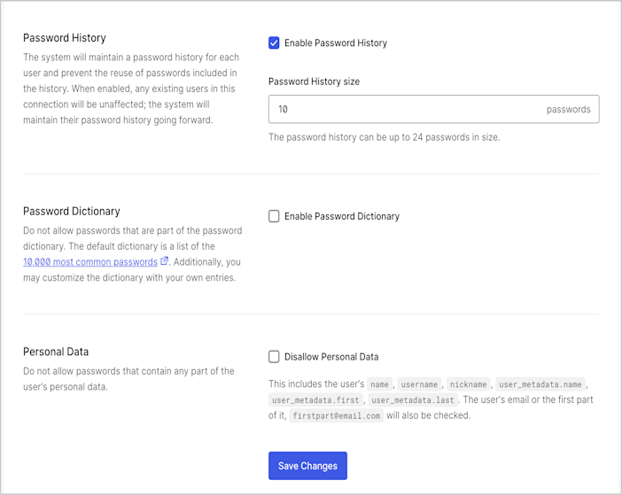 Password Options