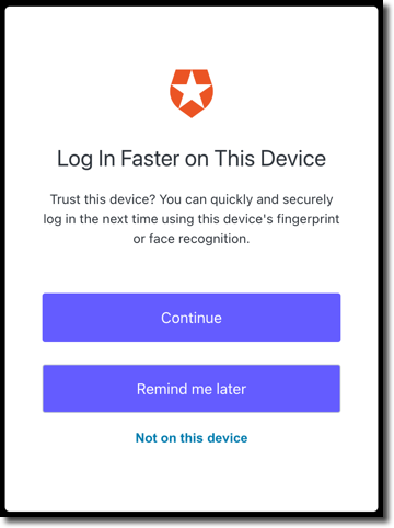 Login - webauthn biometrics - log in faster on this device