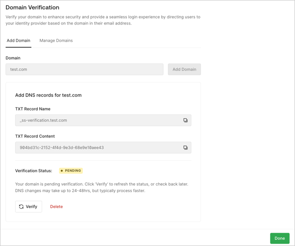 The last step of the self-service assistant that customer admins use to configure SSO. 