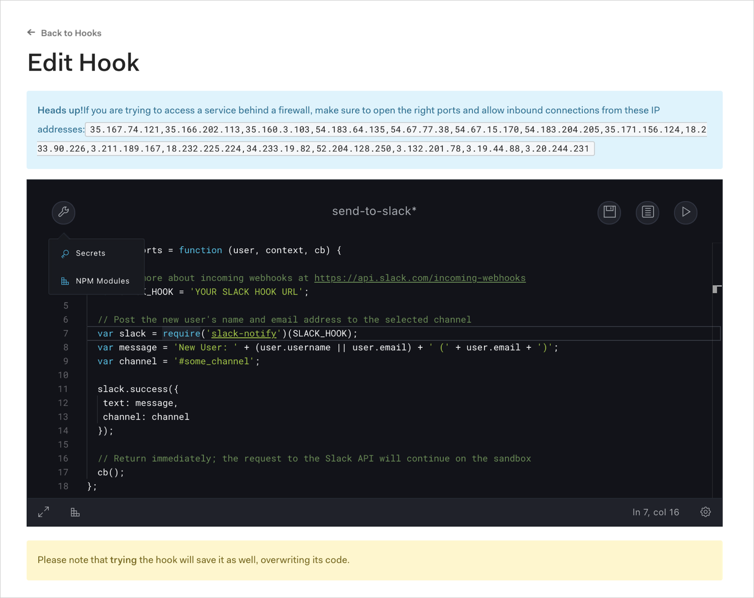 Auth0 Hook Editor