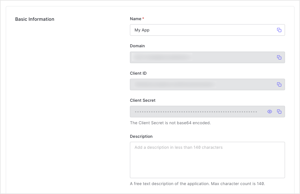 Dashboard Applications Application Settings Tab Basic Information