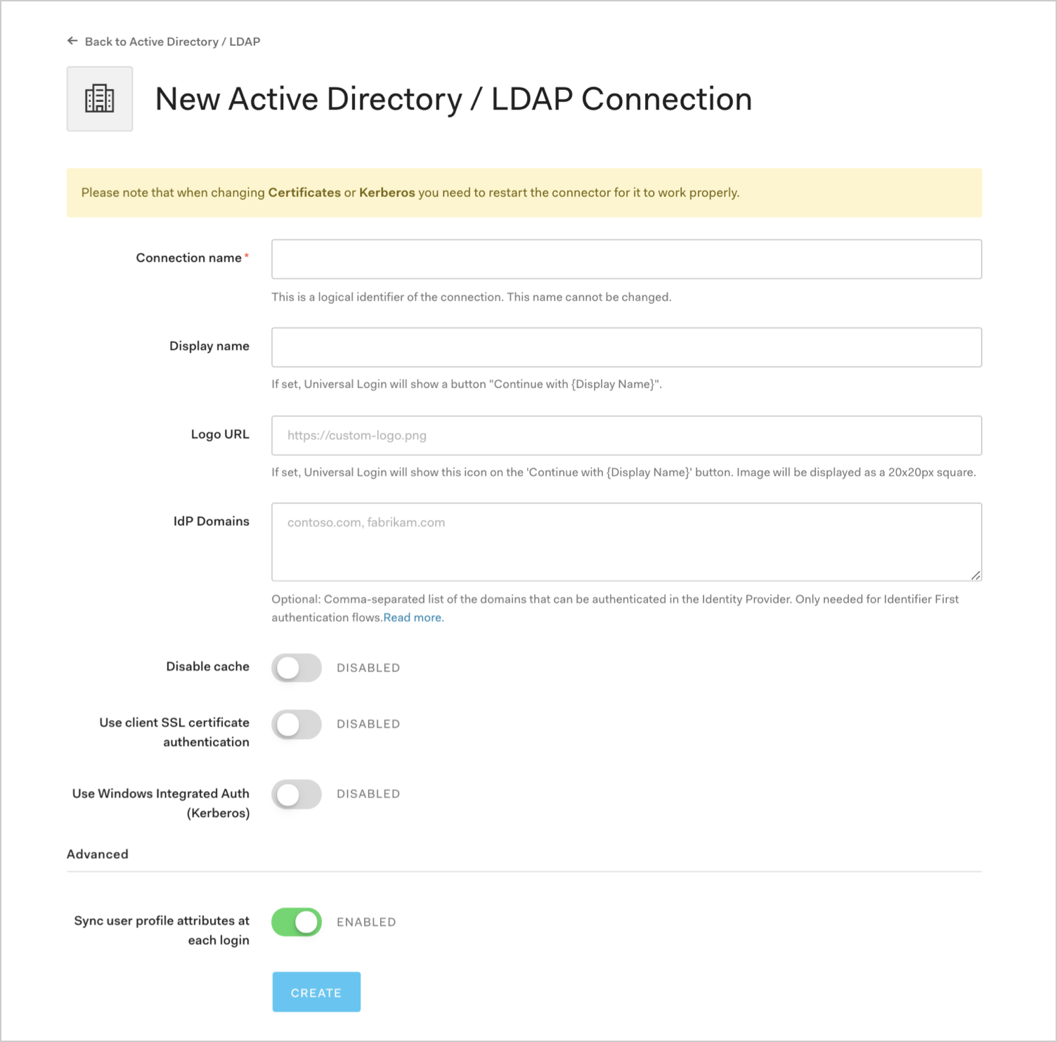 Enter AD / LDAP Connection Details