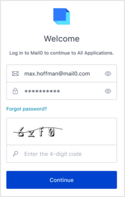 Attack Protection CAPTCHA Login Screen Example