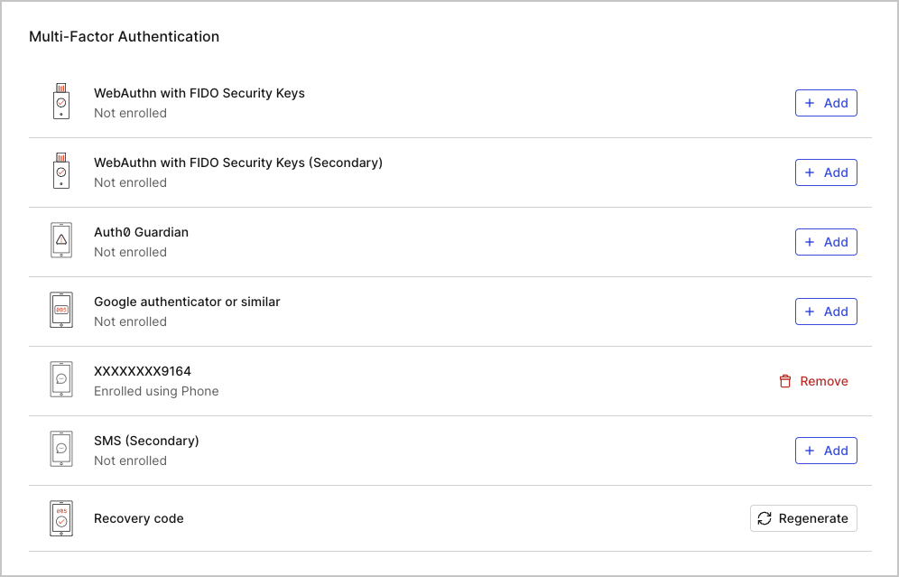 Dashboard - Profile - Multi-Factor - Authentication