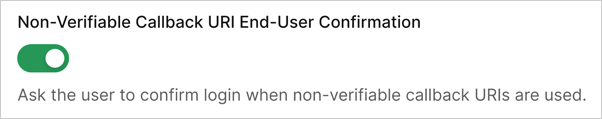 The global Custom URI Scheme toggle available on the Auth0 Dashboard under Tenant Settings > Advanced. 