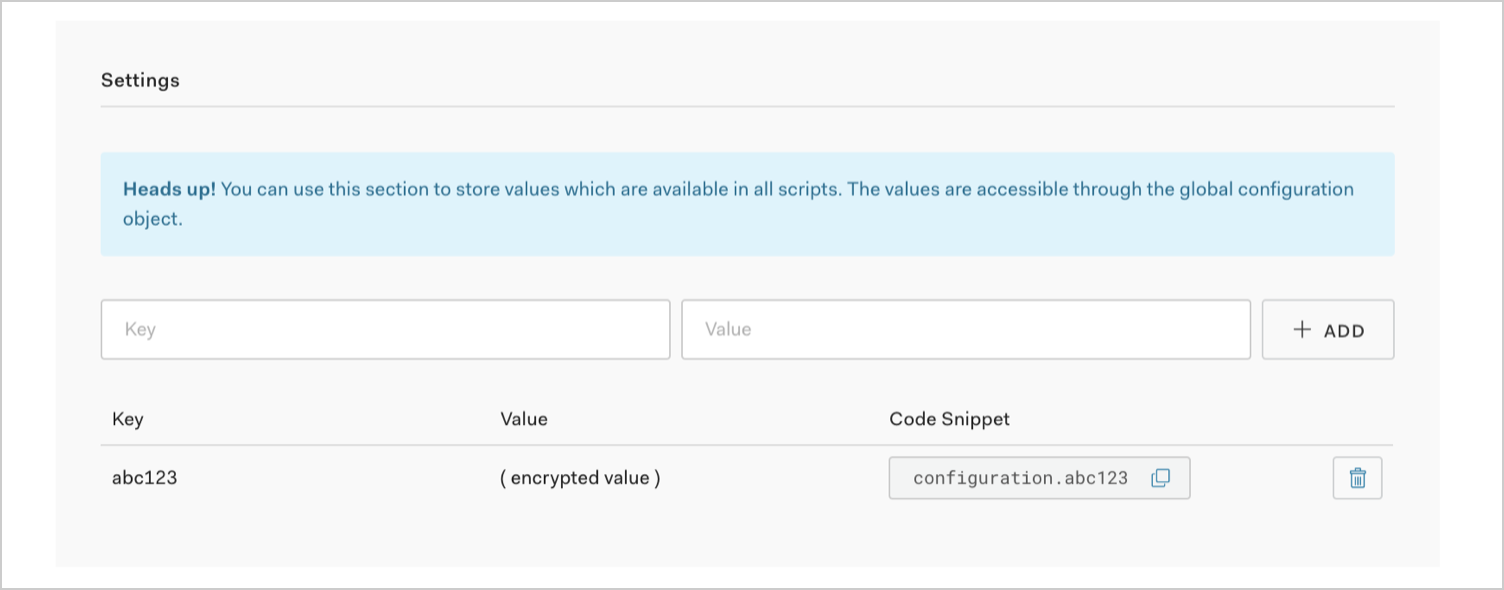 Custom database settings