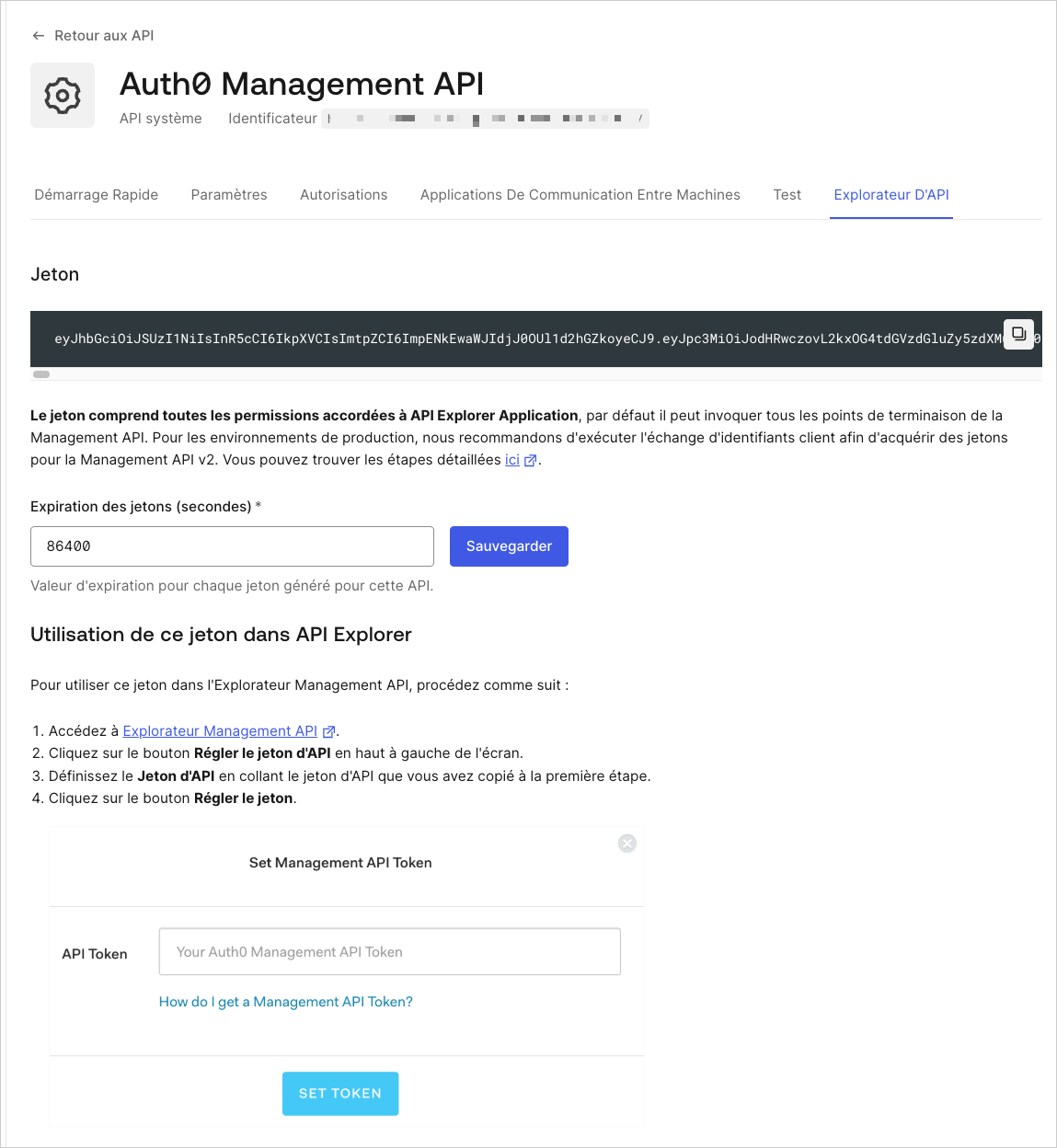 APIs - Management API access tokens - Testing - Copy token
