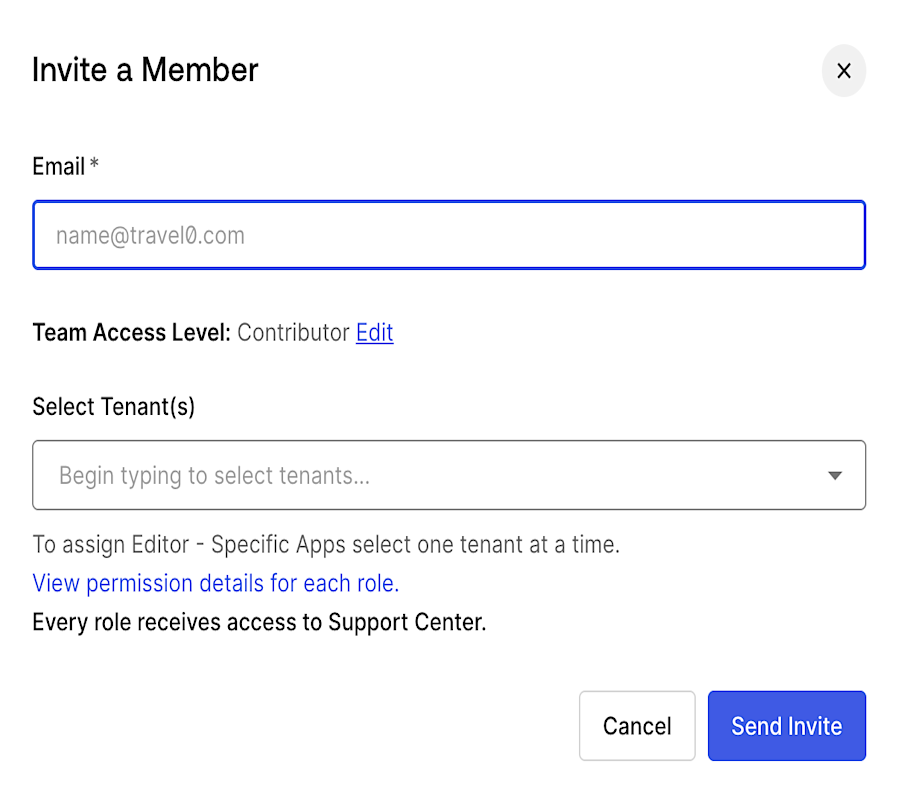 Team member management screenshot
