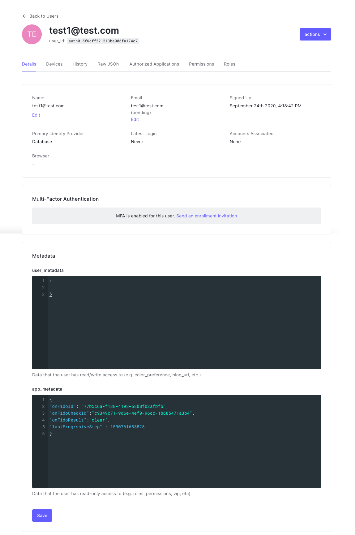 OnFido Metadata Example in Auth0 Rules