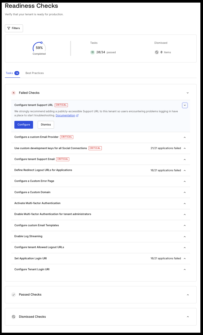 Auth0 Support pre-deployment production checks