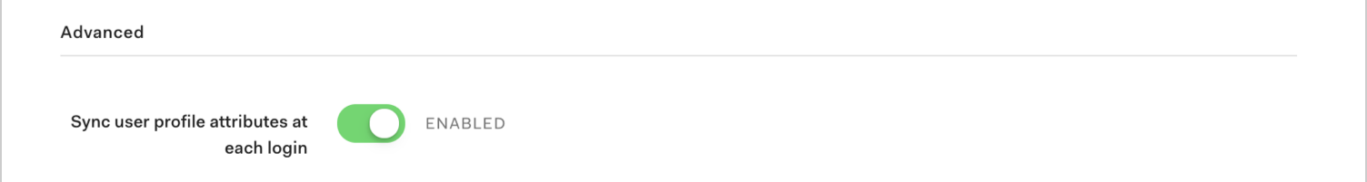 Dashboard - Authentication - Settings - Sync User Profile Attributes