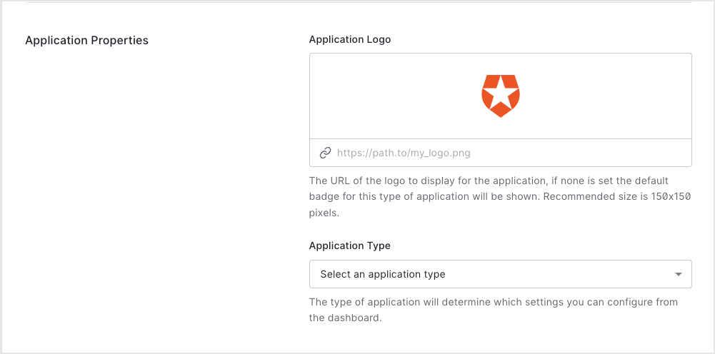 Dashboard Applications Application Settings Tab Application Properties