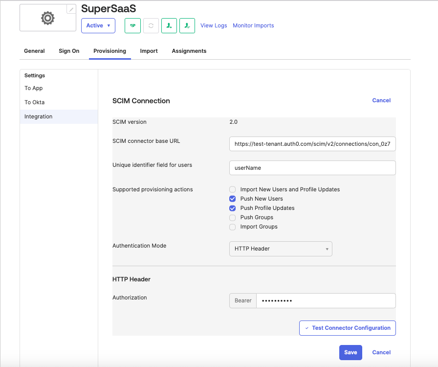 Inbound SCIM WIC Configuration