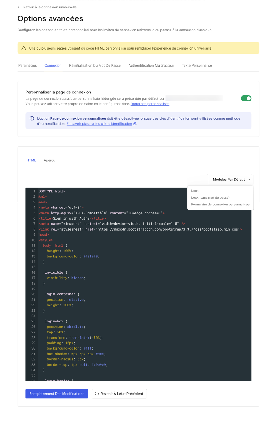 Dashboard Branding Universal Login Classic Login Tab Custom Login Form