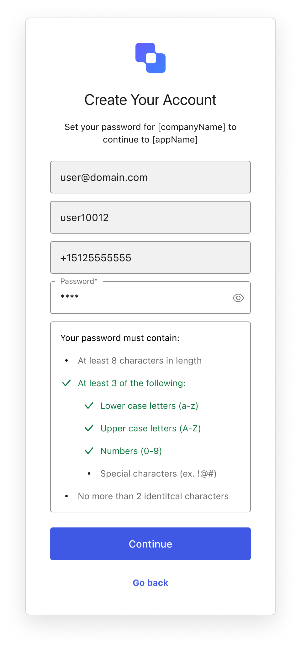 Signup Password