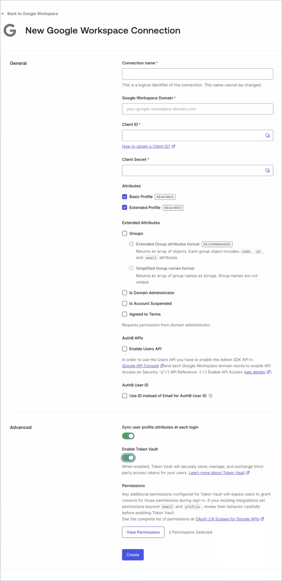 Create Google Workspace Connection
