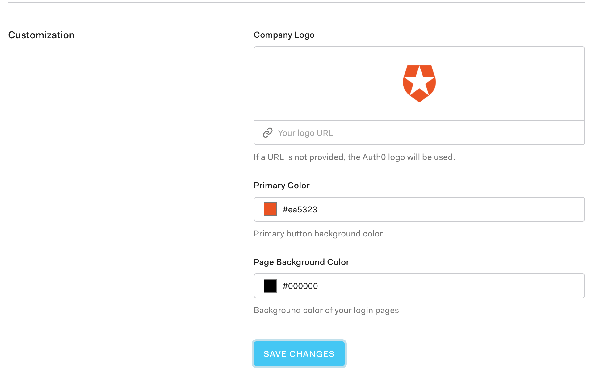 Auth0 Branding Universal Login Settings Tab Customization