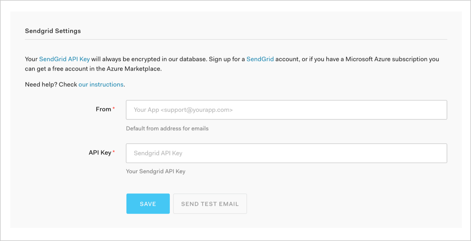 Dashboard - Branding - Email Provider - SendGrid Settings