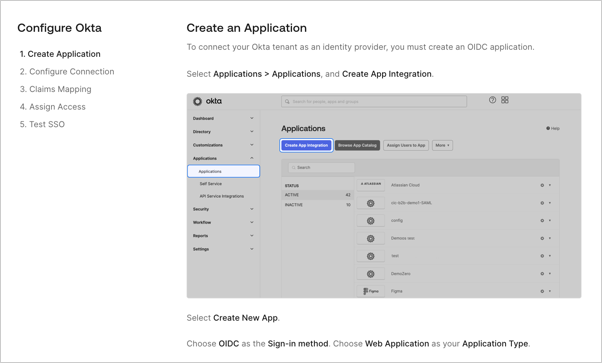 The second step of the self-service assistant that customer admins use to configure SSO. 