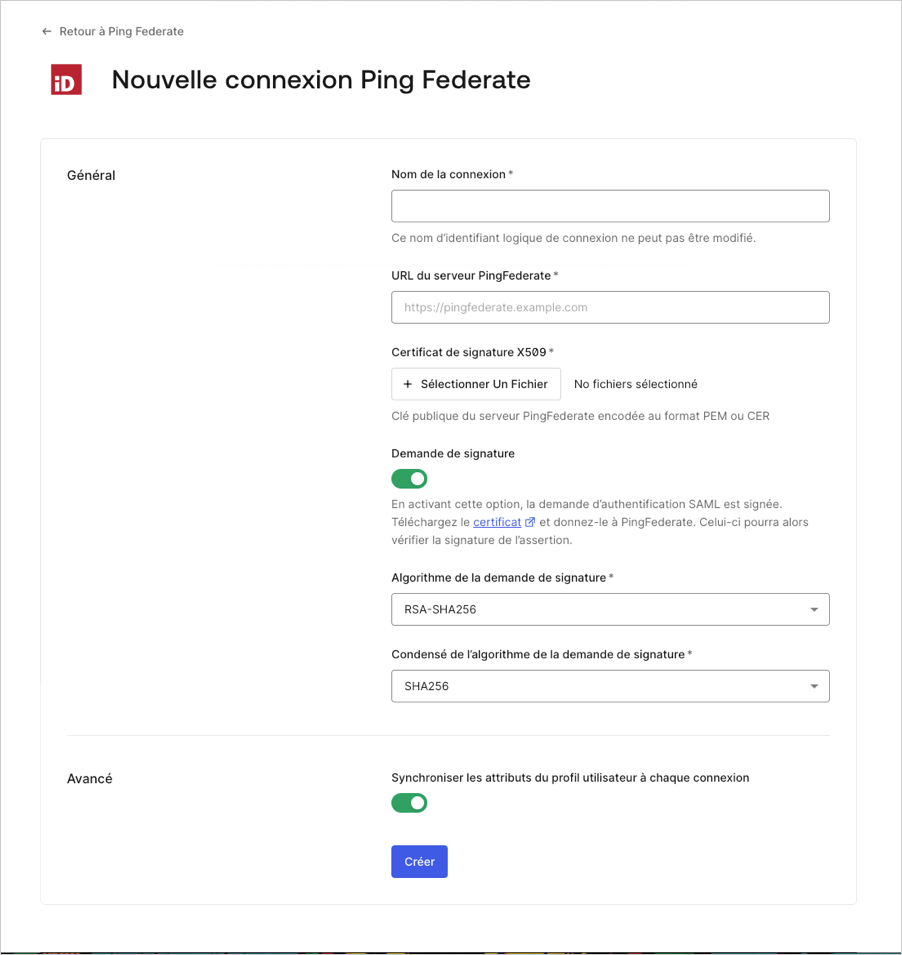 Configurer les paramètres de PingFederate